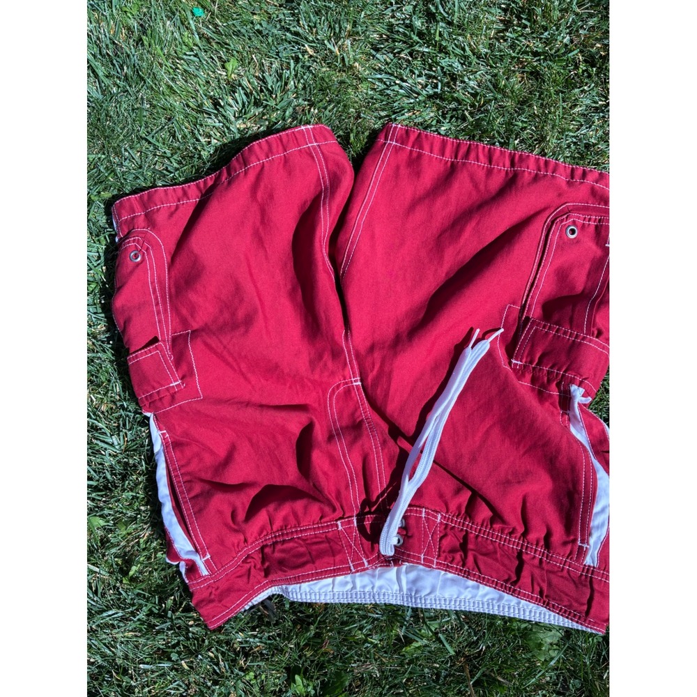 Mossimo Supply Co Mens Red Board Shorts Swim Trunks Size M Cargo Mesh Lined